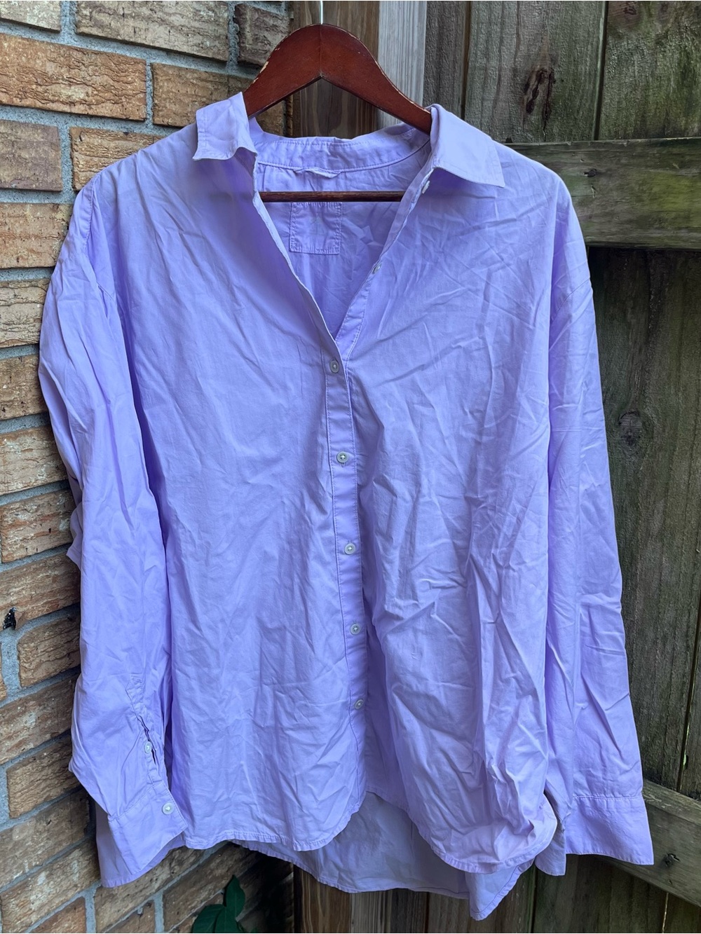Aerie Oversized Lavender 100% Cotton Button-Down Shirt
